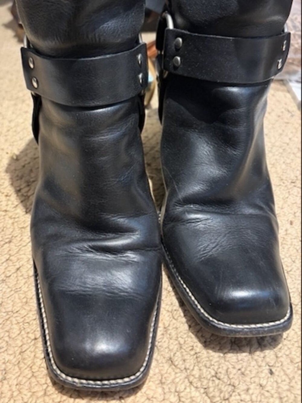 Vintage Michael Kors Archival Black Leather Harness Moto Boots - Size Women's 10 - Picture 2 of 9